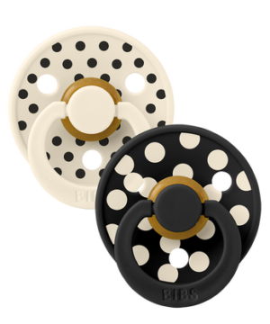 Bibs Πιπίλες Studio 2Pack Polka - Ivory & Black No2