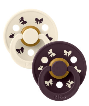 Bibs Πιπίλες Studio Bow 2Pack Polka - Ivory & Plum No2