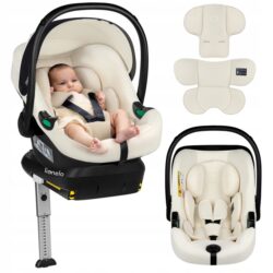 Lionelo Astrid Set Kάθισμα Aυτοκινήτου 40-87cm i-size & βάση isofix Beige Cream