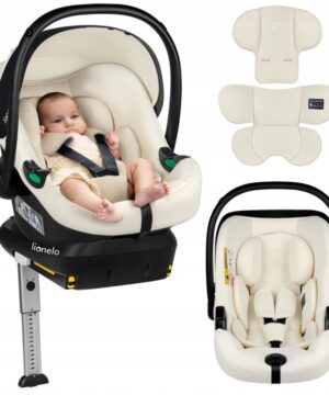 Lionelo Astrid Set Kάθισμα Aυτοκινήτου 40-87cm i-size & βάση isofix Beige Cream