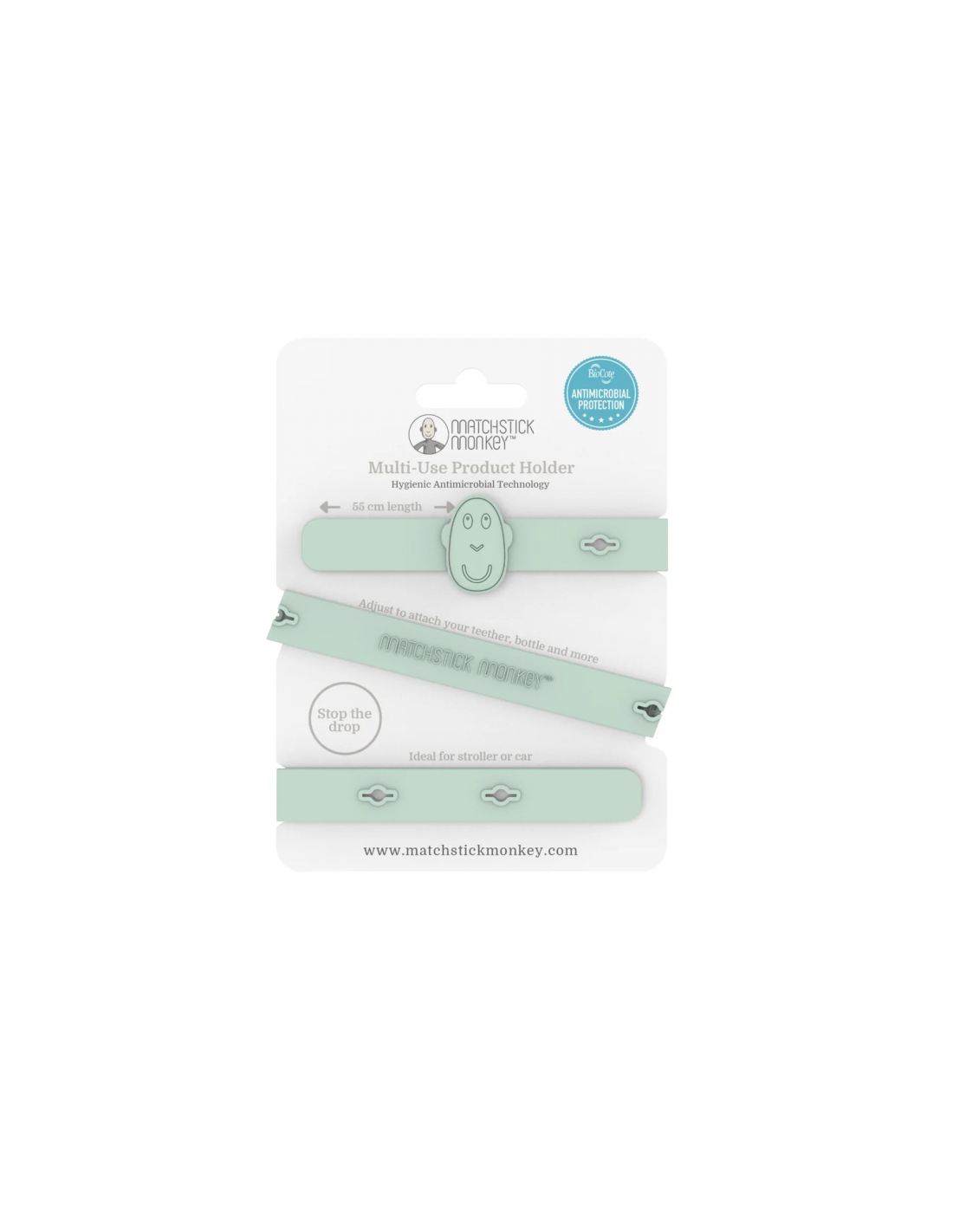 mamas and papas2 Matchstick Monkey Κορδέλα Πιπίλας Mint Green - Image 1