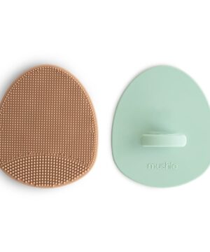 Mushie Σετ 2 Βρεφικές Βούρτσες Μπάνιου Σιλικόνης Natural/Cambridge Blue