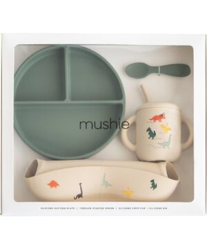 Mushie Σετ Δώρου 4 Ειδών Φαγητού Σιλικόνης Dino