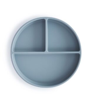 Mushie Πιάτο Σιλικόνης με Χωρίσματα & Αντιολισθητική Βάση Powder Blue