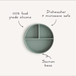 Mushie Πιάτο Σιλικόνης με Χωρίσματα & Αντιολισθητική Βάση Cambridge Blue - Image 2