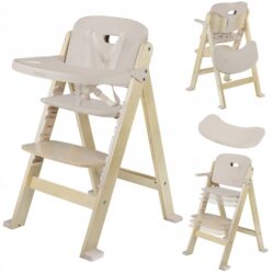 Lionelo Floris Ρυθμιζόμενο Ξύλινο Καρεκλάκι Φαγητού 3 σε 1 με Μαξιλάρια Beige Natural