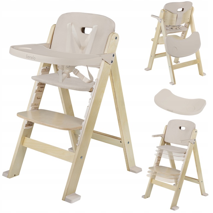 Lionelo-Floris-καρεκλάκι-φαγητού-3-σε-1-μετατρεπόμενο-σε-καρέκλα-και-σκαμπό-1 Lionelo Floris Ρυθμιζόμενο Ξύλινο Καρεκλάκι Φαγητού 3 σε 1 με Μαξιλάρια Beige Natural - Image 1