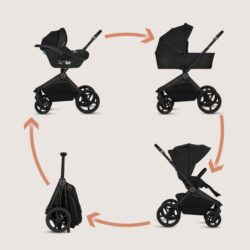 Lionelo Freya Καρότσι Βρεφικό 3 σε 1 έως 22kg με αναδιπλούμενο Πορτ-Μπεμπέ Black - Image 3