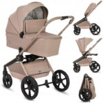 Lionelo Freya Καρότσι Βρεφικό 3 σε 1 έως 22kg με αναδιπλούμενο Πορτ-Μπεμπέ Beige Sand