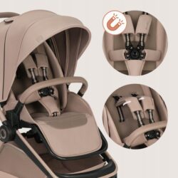 Lionelo Freya Καρότσι Βρεφικό 3 σε 1 έως 22kg με αναδιπλούμενο Πορτ-Μπεμπέ Beige Sand - Image 10