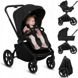 Lionelo Freya Καρότσι Βρεφικό 3 σε 1 έως 22kg με αναδιπλούμενο Πορτ-Μπεμπέ Black