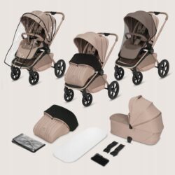 Lionelo Freya Καρότσι Βρεφικό 3 σε 1 έως 22kg με αναδιπλούμενο Πορτ-Μπεμπέ Beige Sand - Image 2