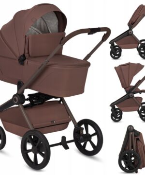 Lionelo Freya Καρότσι Βρεφικό 3 σε 1 έως 22kg με αναδιπλούμενο Πορτ-Μπεμπέ Brown Chocolate