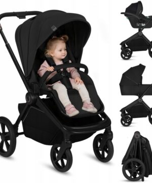 Lionelo Freya Καρότσι Βρεφικό 3 σε 1 έως 22kg με αναδιπλούμενο Πορτ-Μπεμπέ Black