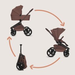 Lionelo Freya Καρότσι Βρεφικό 3 σε 1 έως 22kg με αναδιπλούμενο Πορτ-Μπεμπέ Brown Chocolate - Image 4
