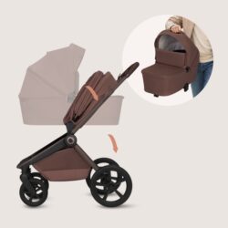 Lionelo Freya Καρότσι Βρεφικό 3 σε 1 έως 22kg με αναδιπλούμενο Πορτ-Μπεμπέ Brown Chocolate - Image 5