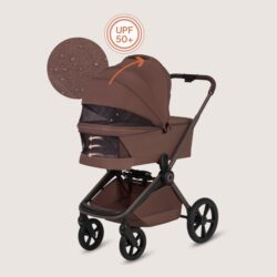 Lionelo Freya Καρότσι Βρεφικό 3 σε 1 έως 22kg με αναδιπλούμενο Πορτ-Μπεμπέ Brown Chocolate - Image 7