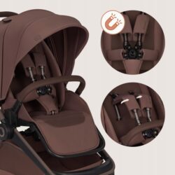 Lionelo Freya Καρότσι Βρεφικό 3 σε 1 έως 22kg με αναδιπλούμενο Πορτ-Μπεμπέ Brown Chocolate - Image 10