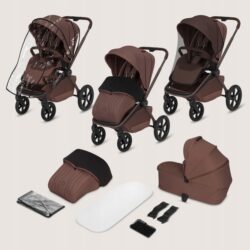 Lionelo Freya Καρότσι Βρεφικό 3 σε 1 έως 22kg με αναδιπλούμενο Πορτ-Μπεμπέ Brown Chocolate - Image 2