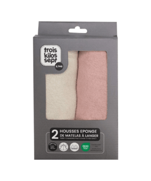 Trois Kilos Sept Σετ 2 Καλύμματα Αλλαξιέρας 50x70cm Εκρού/Ροζ