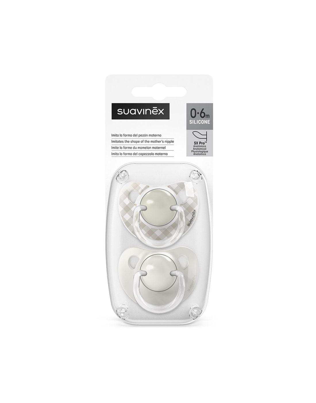 MUSHIE1 Suavinex Πιπίλα Φυσιολογική SX PRO Σιλικόνης 0-6μ Wild & Free Beige 2τεμ - Image 1