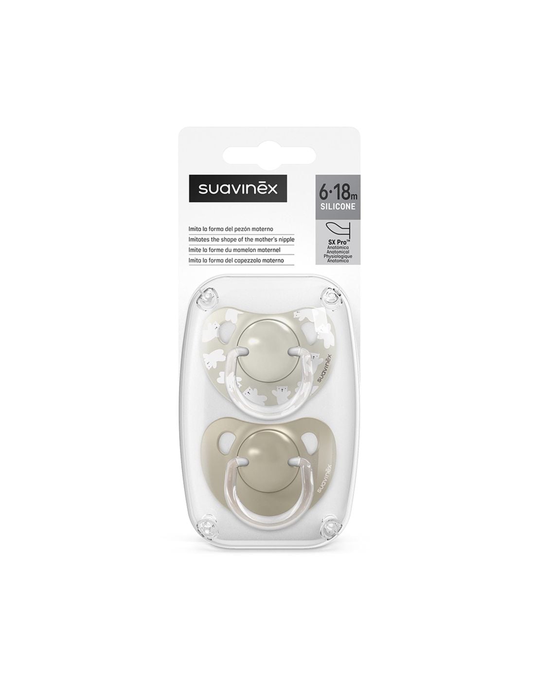 MUSHIE2 (2) Suavinex Πιπίλα Φυσιολογική SX PRO Σιλικόνης +18μ Wild & Free Beige 2τεμ - Image 1