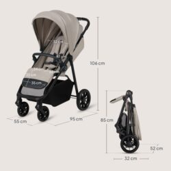 Lionelo Emerald Καρότσι Ταξιδίου έως 22kg Beige Sand - Image 8