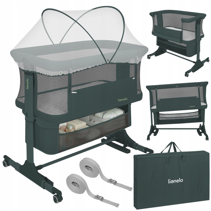 lionelo-jodie-λίκνο-συγκοιμησης-με-κουνουπιέρα-20 Lionelo Jodie Λίκνο Συγκοίμησης Green Graphite - Image 1