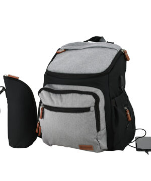 Bebe Stars Τσάντα Πλάτης Αλλαξιέρα Με USB Moon Grey