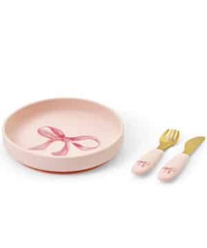 Elodie Σετ Φαγητού με αντιολισθητική βάση από σιλικόνη Rosy Bow  2 τμχ