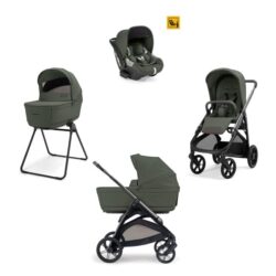 Inglesina Σύστημα μεταφοράς Aptica Quattro 2026 χρώμα Ivy Green με σκελετό Litio Black και παιδικό κάθισμα αυτοκινήτου Darwin Infant