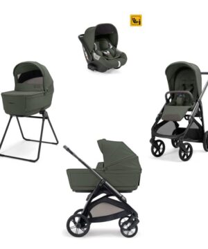 Inglesina Σύστημα μεταφοράς Aptica Quattro 2026 χρώμα Ivy Green με σκελετό Litio Black και παιδικό κάθισμα αυτοκινήτου Darwin Infant
