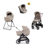 Inglesina Σύστημα μεταφοράς Aptica Quattro 2026 χρώμα Vicuna Beige με σκελετό Litio Black και παιδικό κάθισμα αυτοκινήτου Darwin Infant