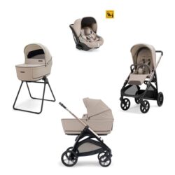 Inglesina Σύστημα μεταφοράς Aptica Quattro 2026 χρώμα Vicuna Beige με σκελετό Litio Black και παιδικό κάθισμα αυτοκινήτου Darwin Infant