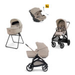 Inglesina Σύστημα μεταφοράς Aptica Quattro 2026 χρώμα Vicuna Beige με σκελετό Litio Black και παιδικό κάθισμα αυτοκινήτου Darwin Recline EVO