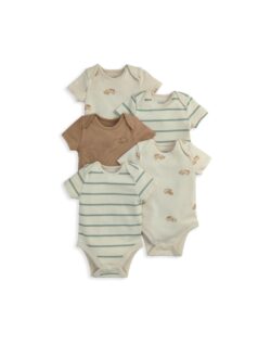 Mamas&Papas Βρεφικά Σετ Εσώρουχα Αμάνικα 5 τεμαχίων Καφέ  0-3 Μηνών
