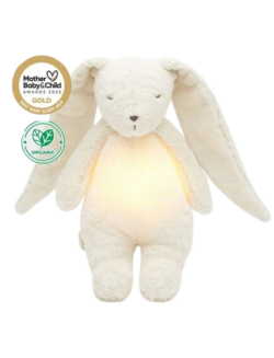 Moonie 2.0: Επαναφορτιζόμενο βοήθημα ύπνου με ηχογράφηση & αισθητήρα κλάματος – Οργανικό βαμβάκι Polar Bunny