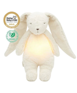 Moonie 2.0: Επαναφορτιζόμενο βοήθημα ύπνου με ηχογράφηση & αισθητήρα κλάματος – Οργανικό βαμβάκι Polar Bunny