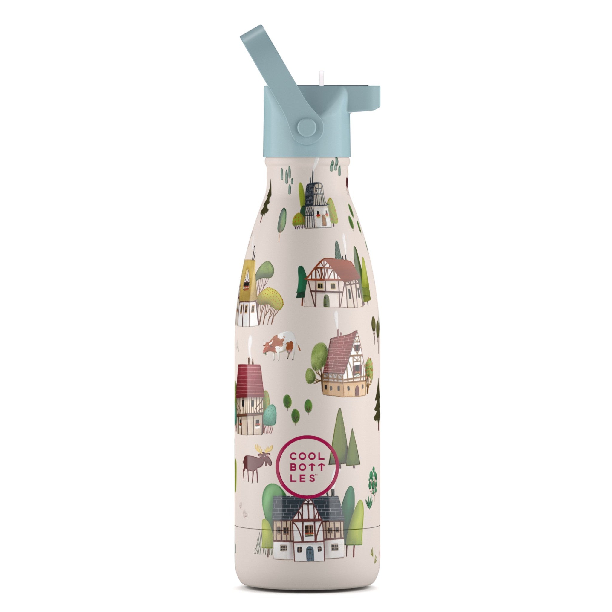 CBBK35TV_01 Cool Bottles Ανοξείδωτο παιδικό μπουκάλι Χωριό Tudor 350ml - Image 1