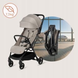 Lionelo Agia Auto Fold Καρότσι Ταξιδίου έως 22kg Beige Sand - Image 2