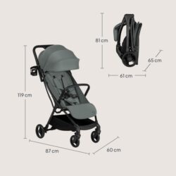 Lionelo Agia Auto Fold Καρότσι Ταξιδίου έως 22kg Green Sage - Image 9