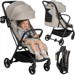 Lionelo Agia Auto Fold Καρότσι Ταξιδίου έως 22kg Beige Sand