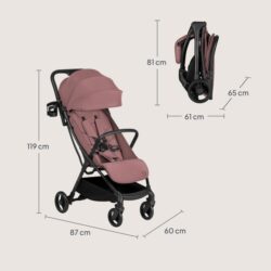 Lionelo Agia Auto Fold Καρότσι Ταξιδίου έως 22kg Pink Mauve - Image 9