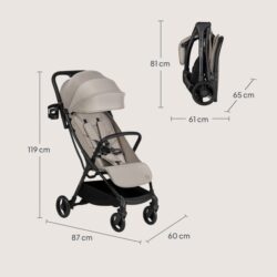 Lionelo Agia Auto Fold Καρότσι Ταξιδίου έως 22kg Beige Sand - Image 9