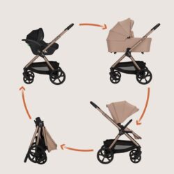 Lionelo Carmine Καρότσι Βρεφικό 3 σε 1 έως 22kg Beige Sand - Image 10