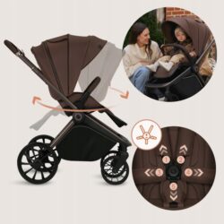 Lionelo Mika Plus Καρότσι Βρεφικό με Αναστροφή έως 22 kg Mocha Mousse - Image 7