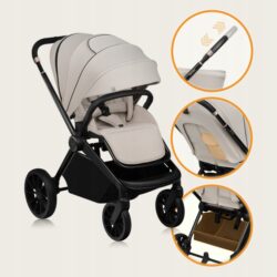 Lionelo Mika Plus Καρότσι Βρεφικό με Αναστροφή έως 22 kg Beige Sand - Image 9