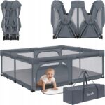 Lionelo Florence XL Easy Fold Πάρκο 180X200cm Gray Stone