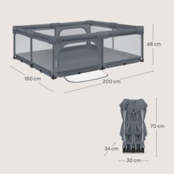 Lionelo Florence XL Easy Fold Πάρκο 180X200cm Gray Stone - Image 11