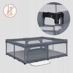 Lionelo Florence XL Easy Fold Πάρκο 180X200cm Gray Stone - Image 8